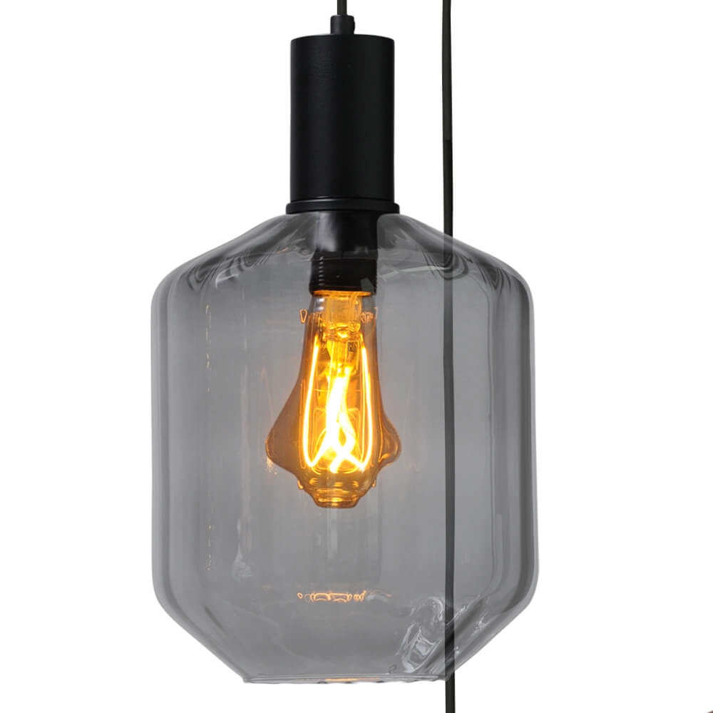 3-light loft hanging lamp - black - Porto with Jagger glasses Masterlight 8718121270968