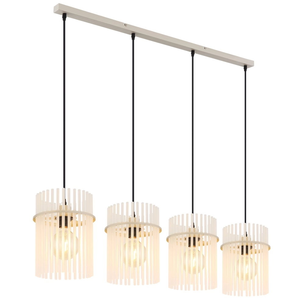 4-light pendant lamp Gorley sand brown with glass