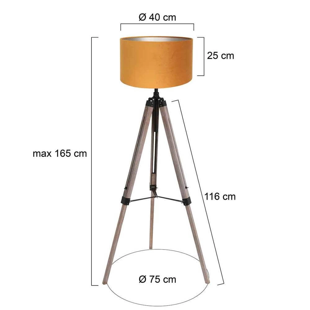 Tripod floor lamp Triek with golden hood Steinhauer 8712746176131