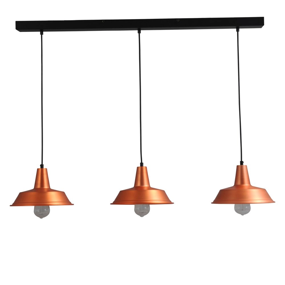 Pendant lamp Industria 25 3-light red copper with black