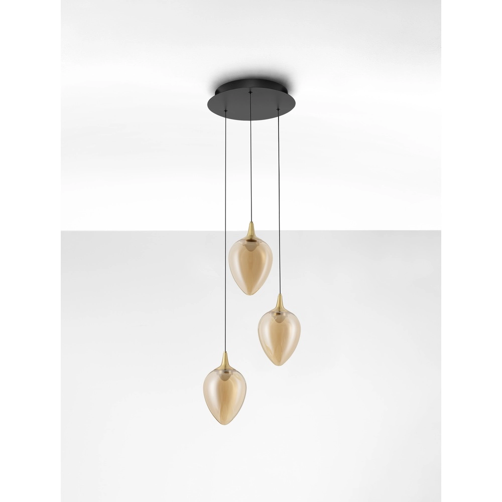 Pendant lamp Nali 3-light amber glass Lyora 5212017477774