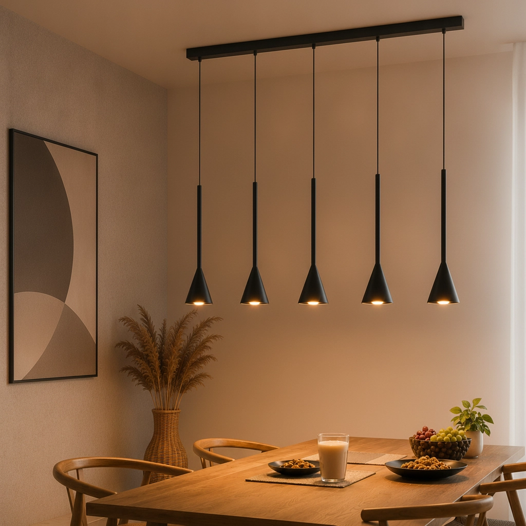 Pendant lamp Net Straight 5-light black