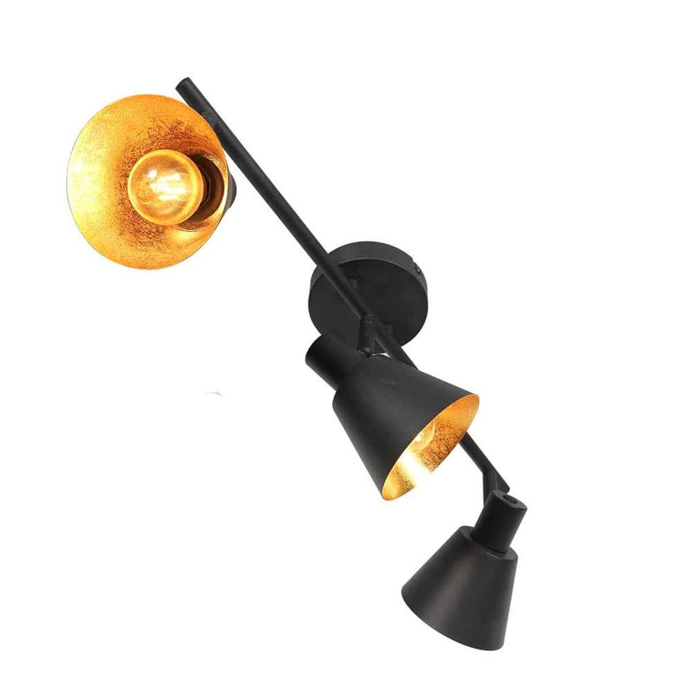 Ceiling lamp Oeroe black with gold 3-lights Steinhauer 8712746176346