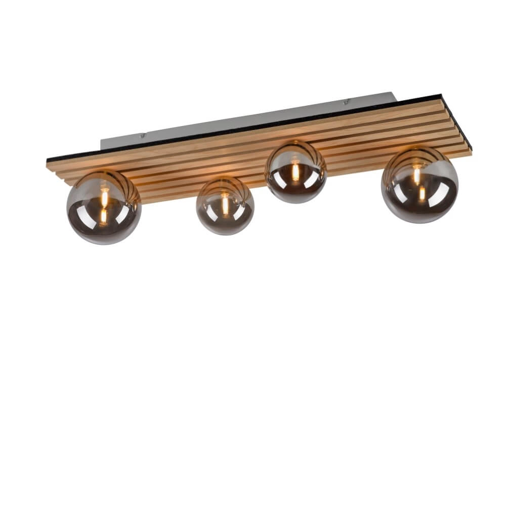 Wooden ceiling lamp Green Stika rectangular