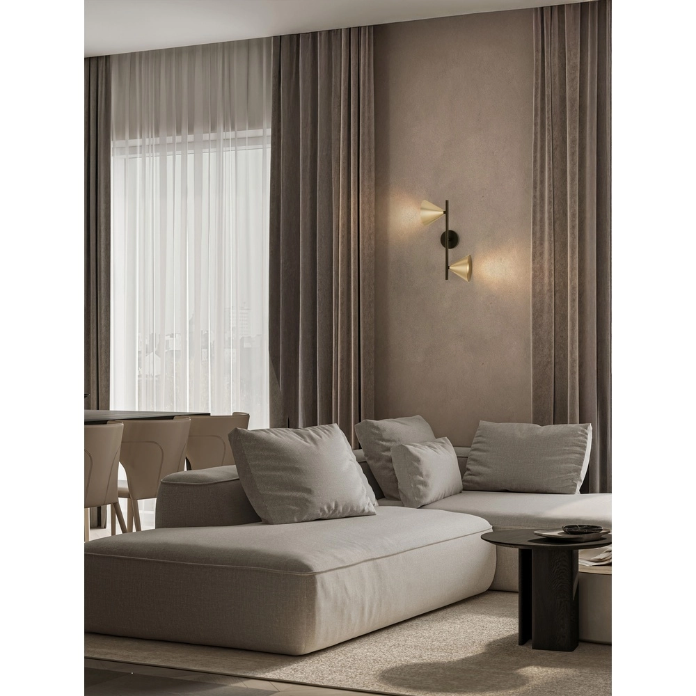 Wall lamp Conico Double Black with Gold Lyora 5212017475398