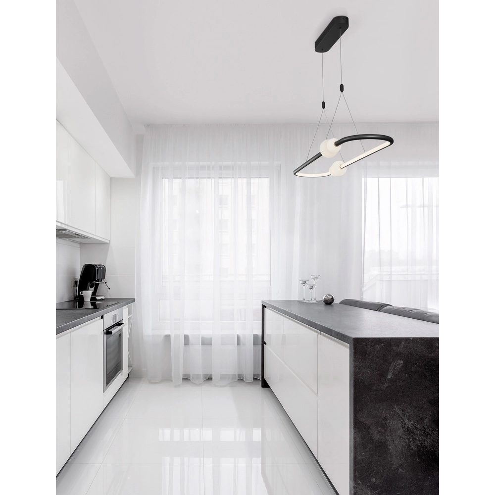 Pendant lamp Celia black and white oval Lyora 5212017429353