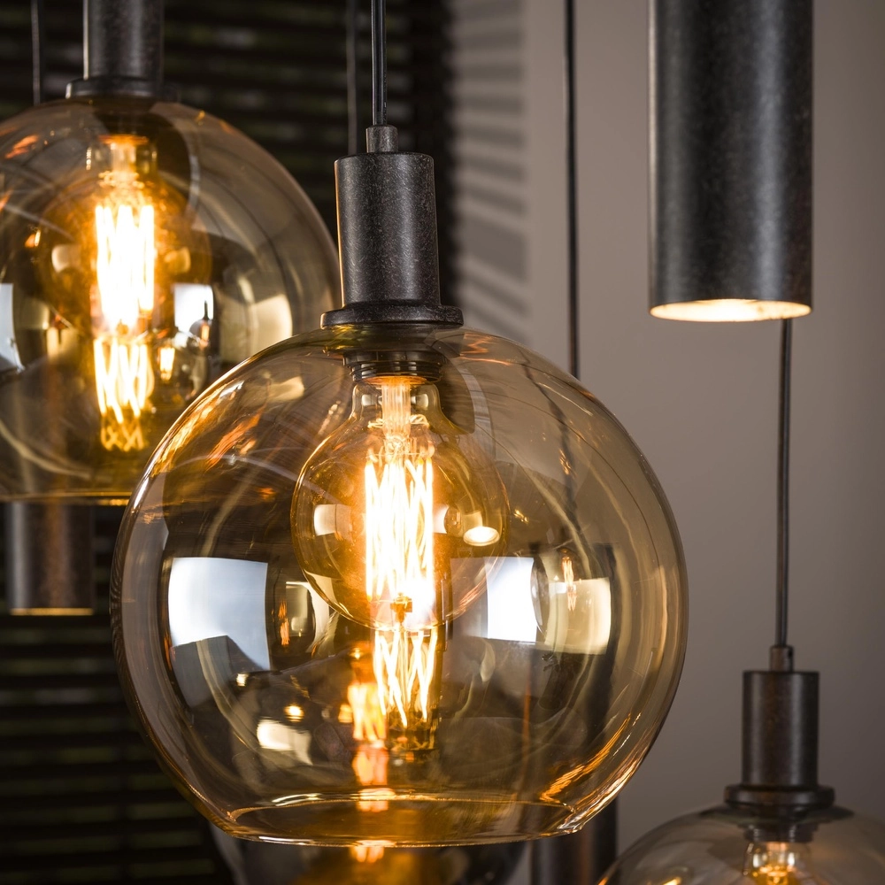 Dining table pendant lamp Sfera with coloured glass balls and pendants Lyora 8716803512405