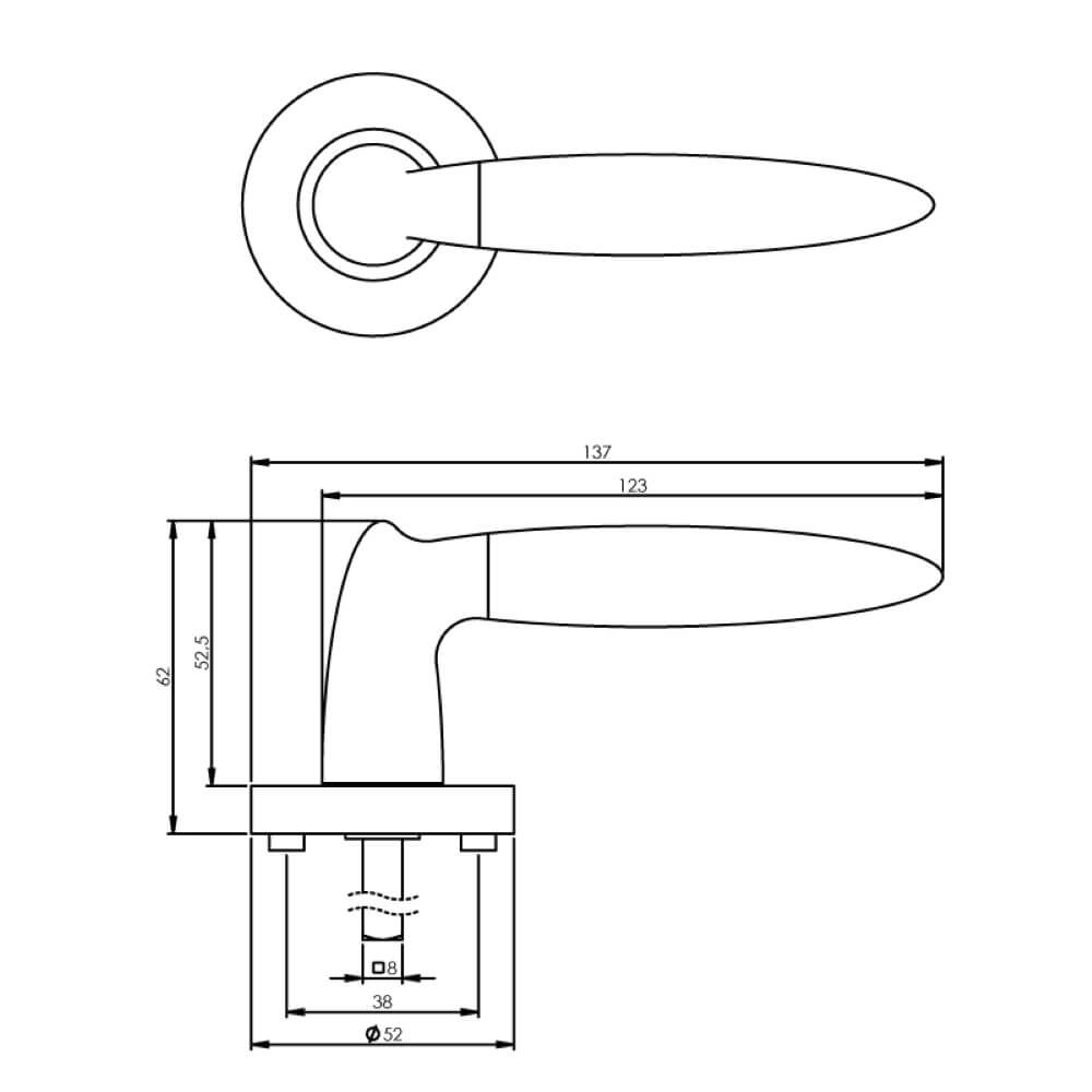 Rural door handle Elen chrome on rosette Intersteel 8714186149140