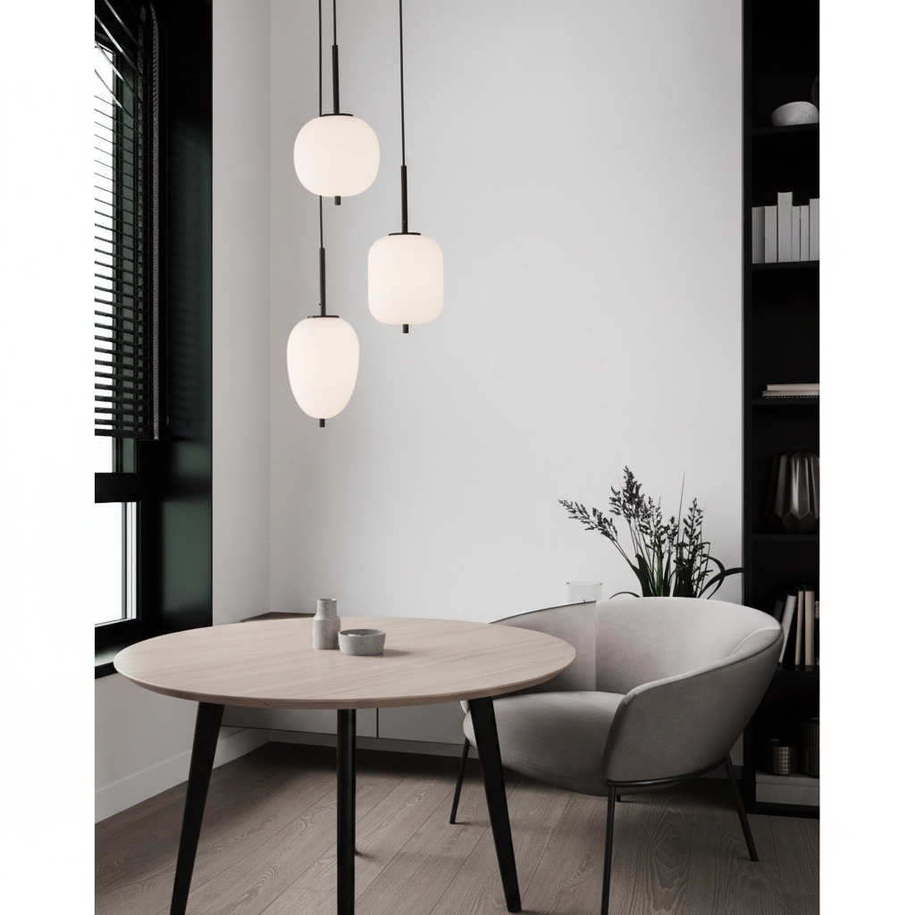 Pendant lamp Lato 3-light black with white