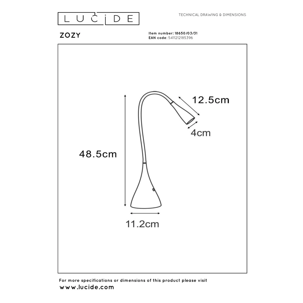 Desk lamp Zozy white Lucide 5411212185396