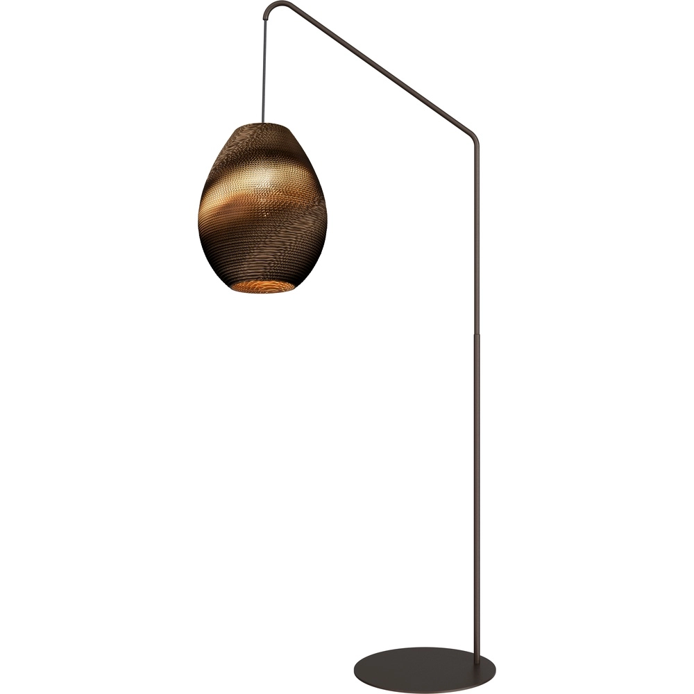 Floor lamp Carta Pineapple Think-paper shade cocoa Ø 39cm