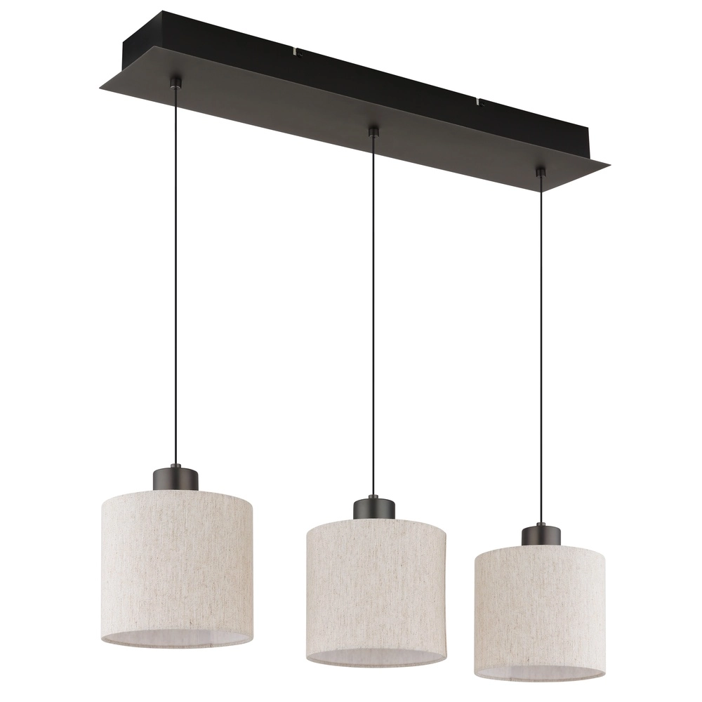 Gunmetal pendant lamp Thea 3-light straight Globo 9007371567034