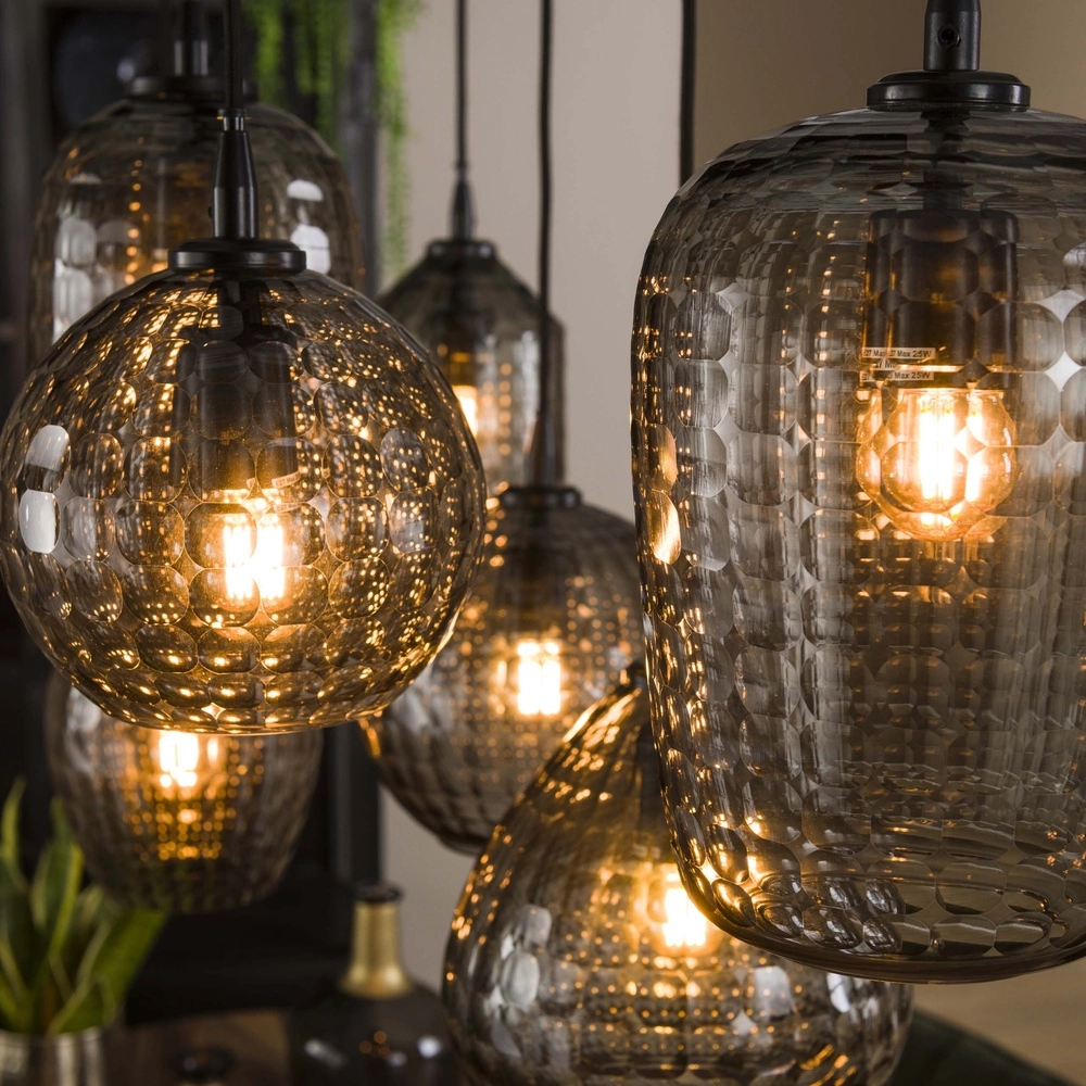 7-light pendant lamp Hexagon Smoke glasses Lyora 8716803511163