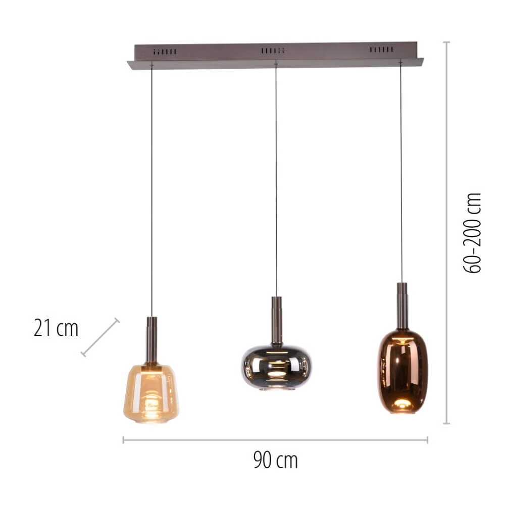 Cheerful hanging lamp Irides 3-light straight Paul Neuhaus 4012248383667