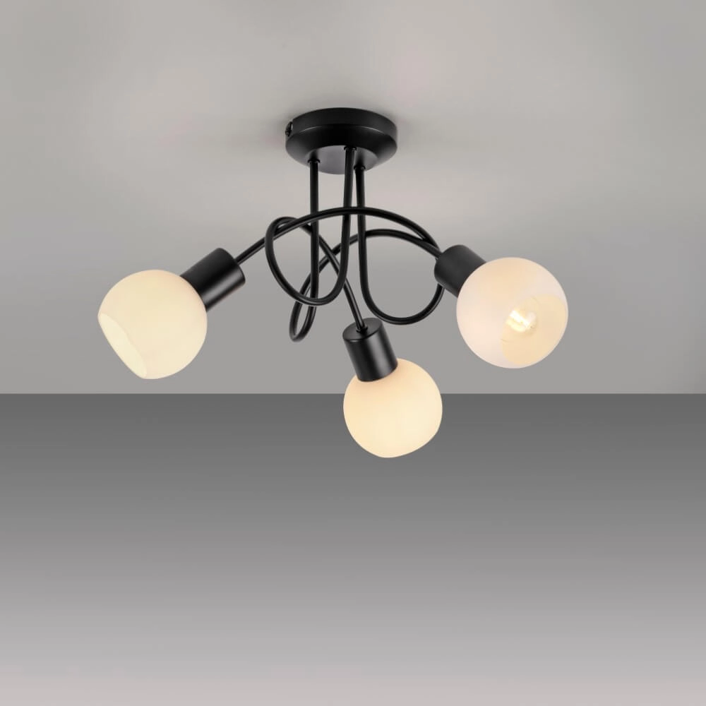 Black ceiling lamp Loki 3-light curl Just Light 4043689000783