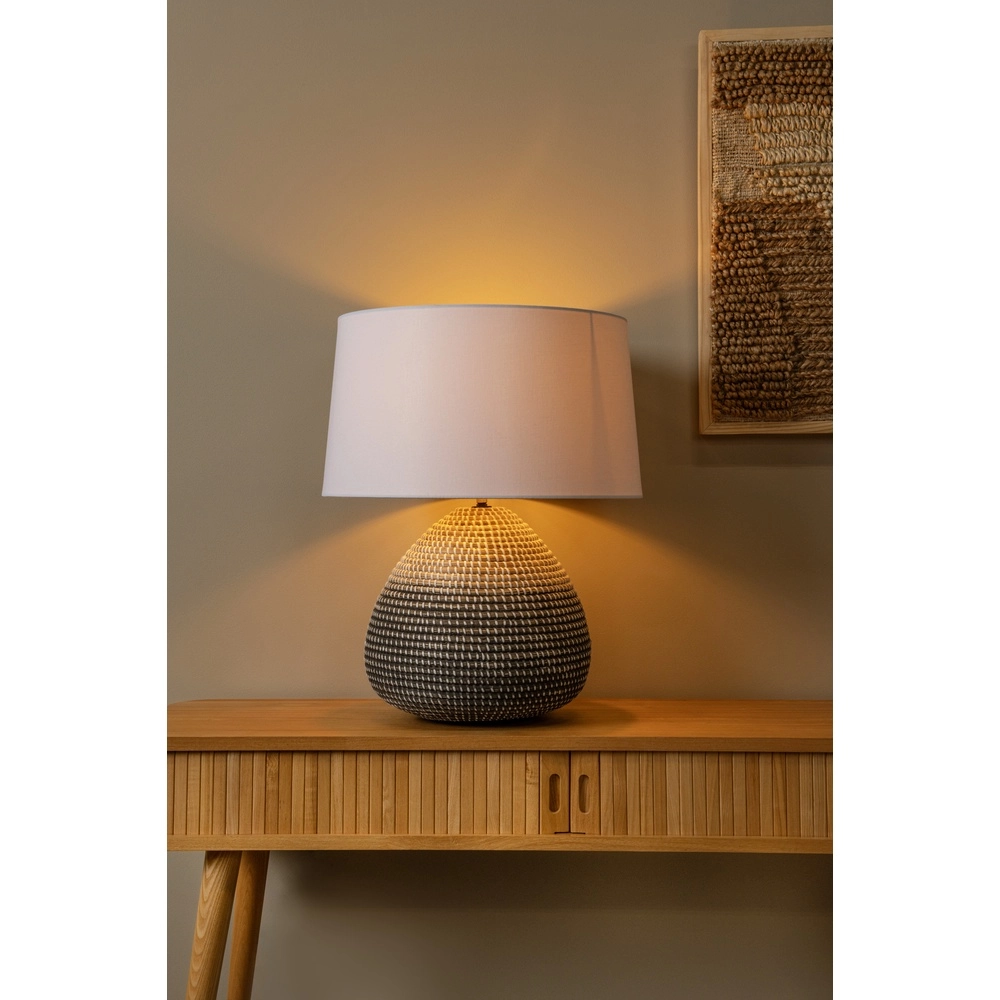 Seagrass table lamp Maduka Ø 45cm - black/brown with white shade Premium by Lucide 5411212106094