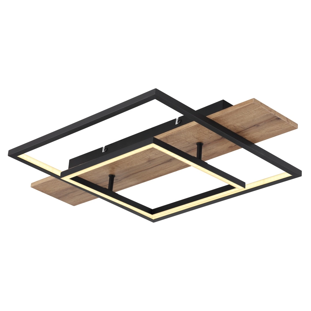 Design ceiling lamp Vanni black with wood look 60cm