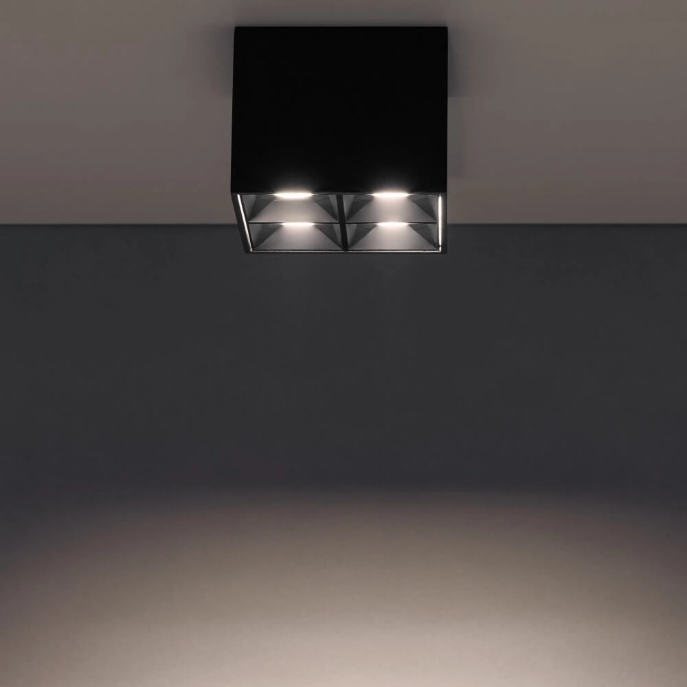 Black surface-mounted spotlight Midi Led 2x2 LEDs - 4000K Lyora 5903139100571