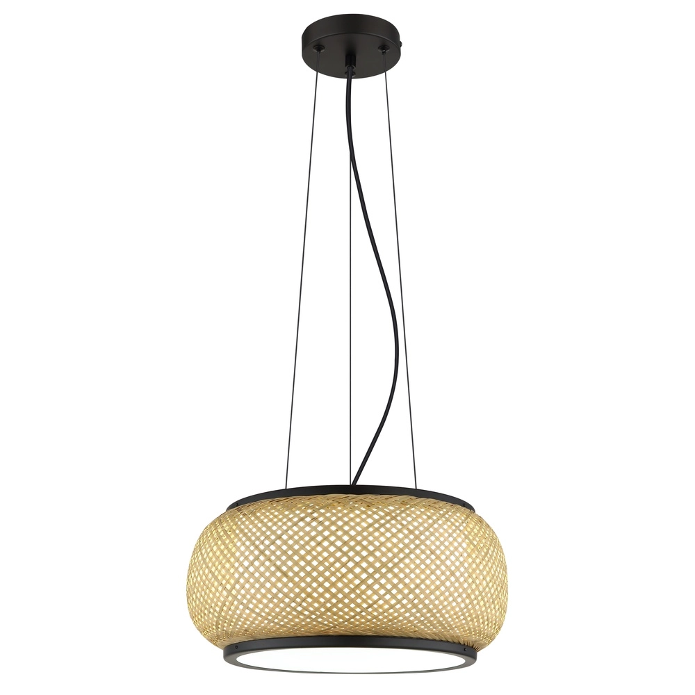 Pendant lamp Bambora black with bamboo Globo 9007371578795