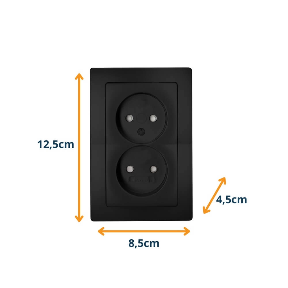 Wall socket Paris 2-gang without earth leakage circuit breaker Lyora 4008224657044