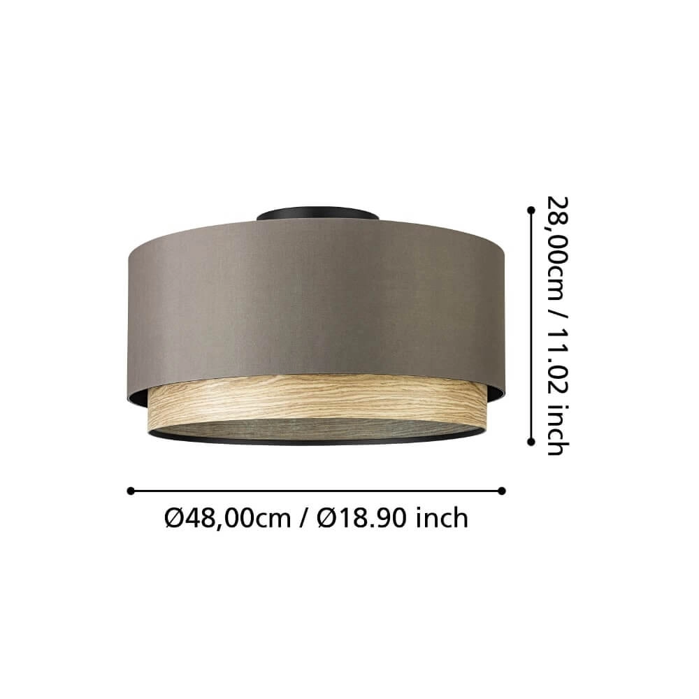 Ceiling light Marchena cappucino with wood - Ø 48cm Stars of Light 9008606240050