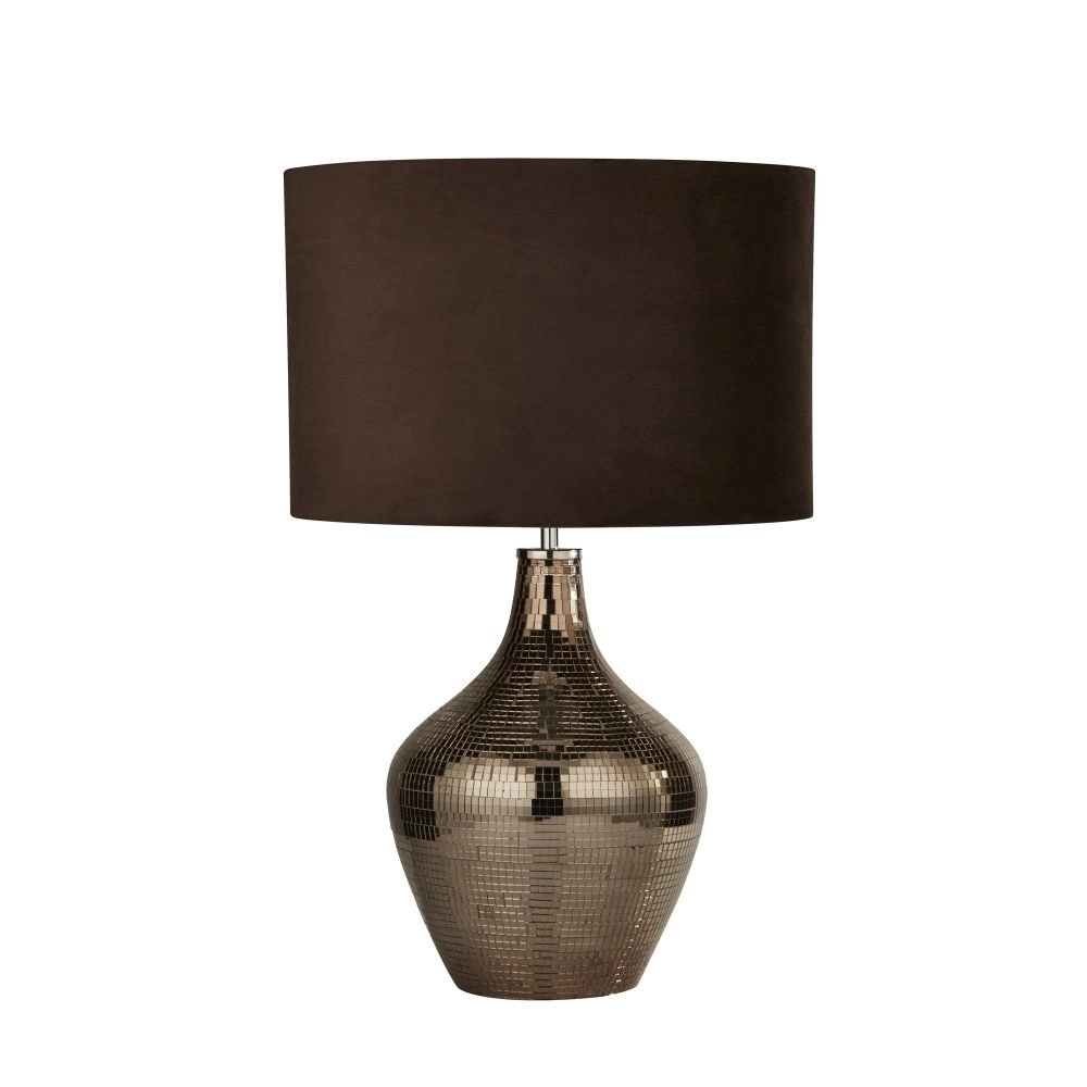 Rural table lamp Table 30cm mosaic with brown Searchlight 5053423161341