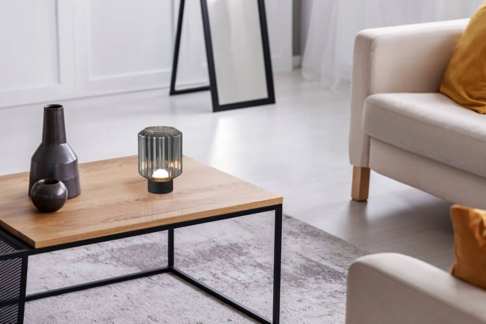 Rechargeable table lamp black Earl smoke glass Trio 4017807601916