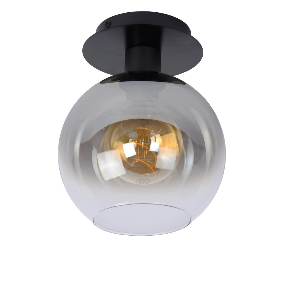 Ceiling lamp Marius black with smoke glass