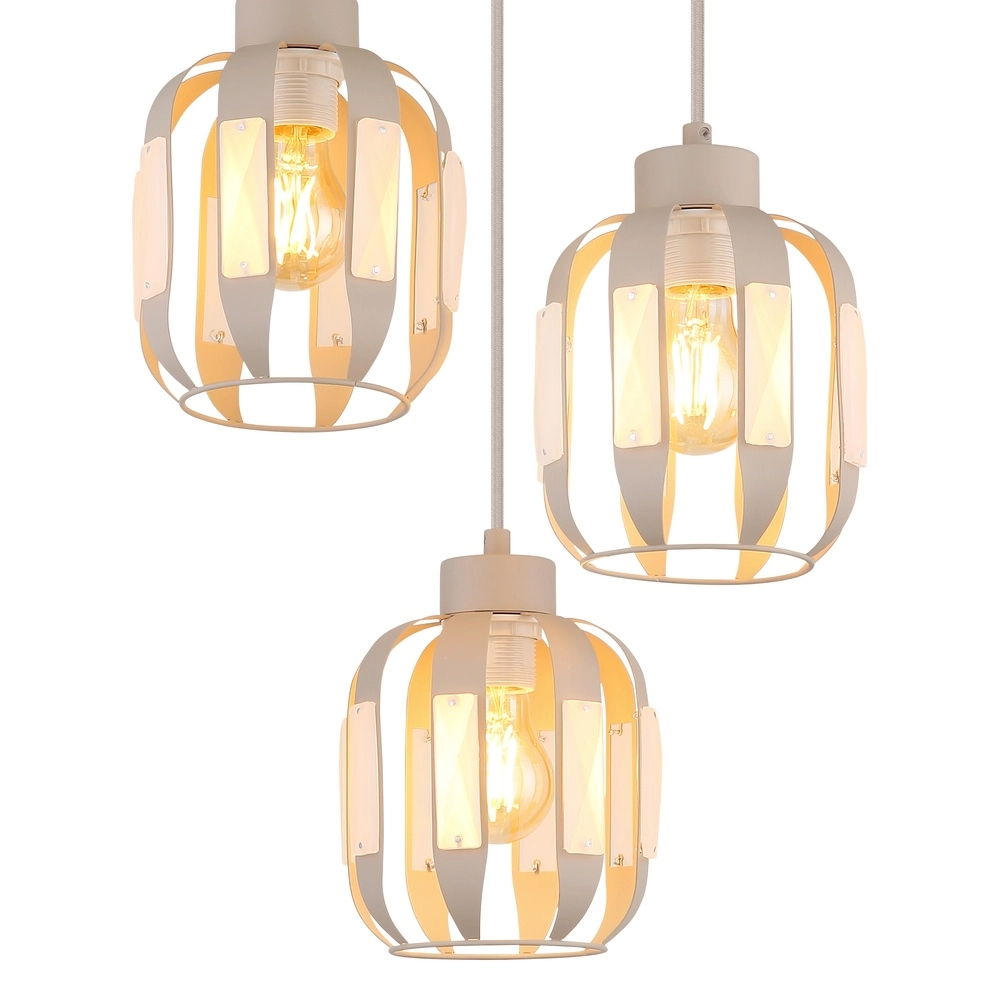 Dining room pendant lamp Arlen 3-light sand brown Globo 9007371583560