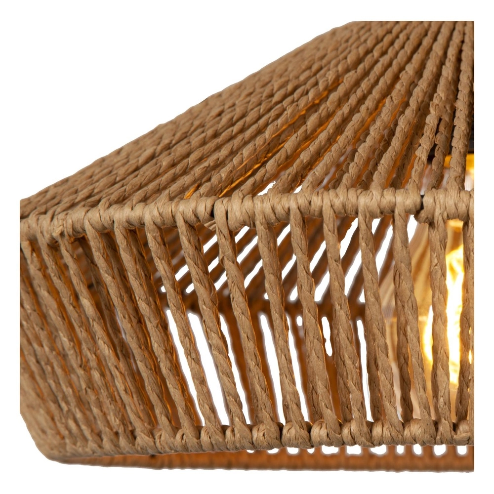 Pendant lamp Yunkai Ø 60cm black with rattan Lucide 5411212105714