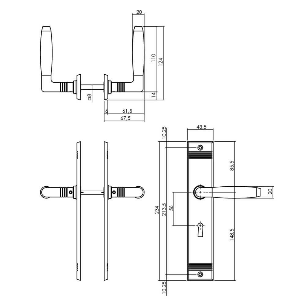 30s door handle Ton Basic Keyhole 56mm nickel Intersteel 8714186710692