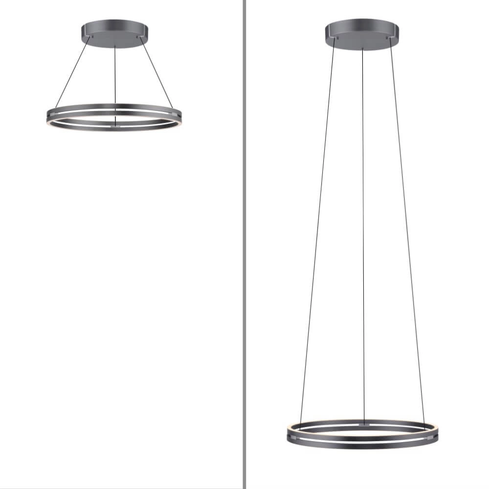 Sleek hanging lamp Pure E-Loop gray Ø 70cm Paul Neuhaus 4012248372289