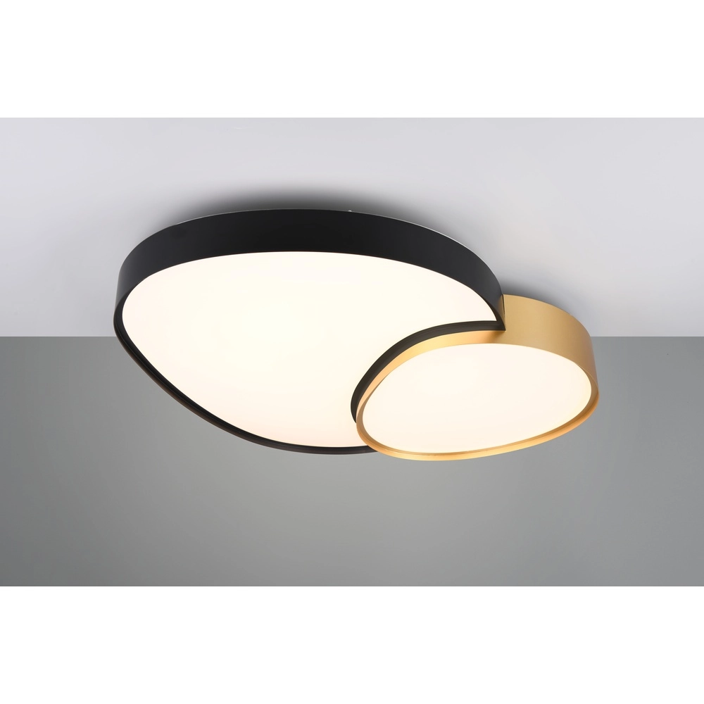 Organic ceiling light Rise 77cm black with gold Trio 4017807600629
