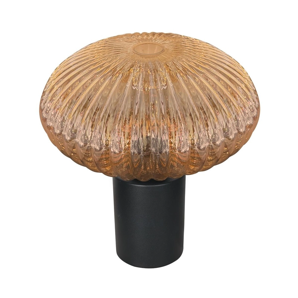 Table lamp Bloeba black with amber glass