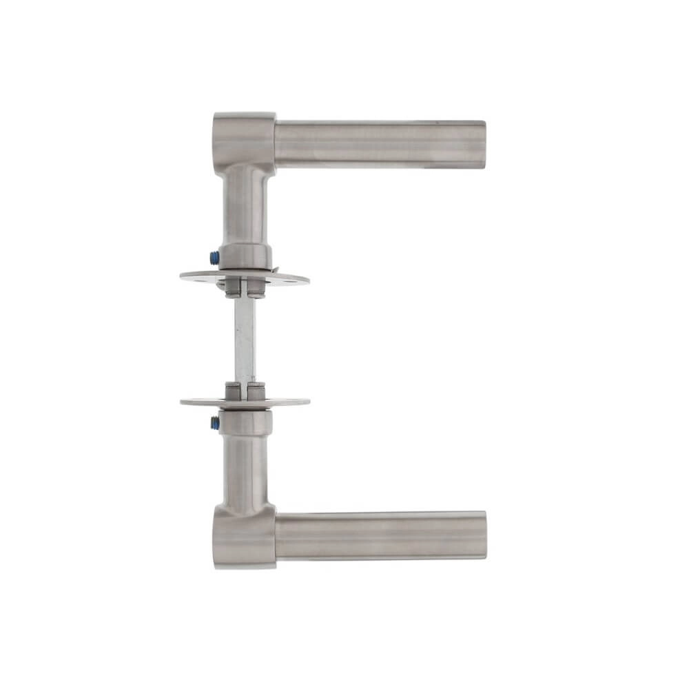 Door handle L/L model Krucko with flat rosette 2mm stainless steel Intersteel 8714186461396