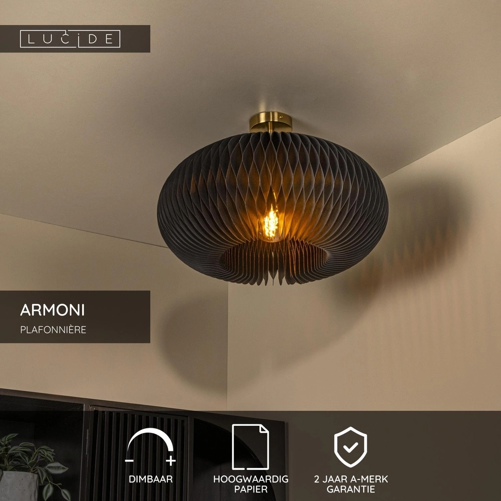 Ceiling light Armoni Ø 52cm black Lucide 5411212420978