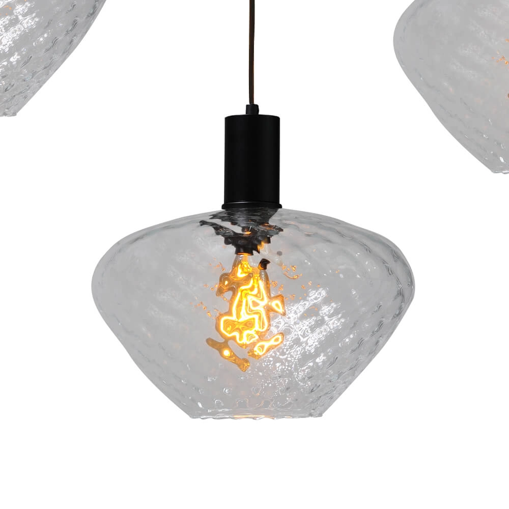 5-light hanging lamp - black - Porto with Blossom clear lenses Masterlight 8718121270227