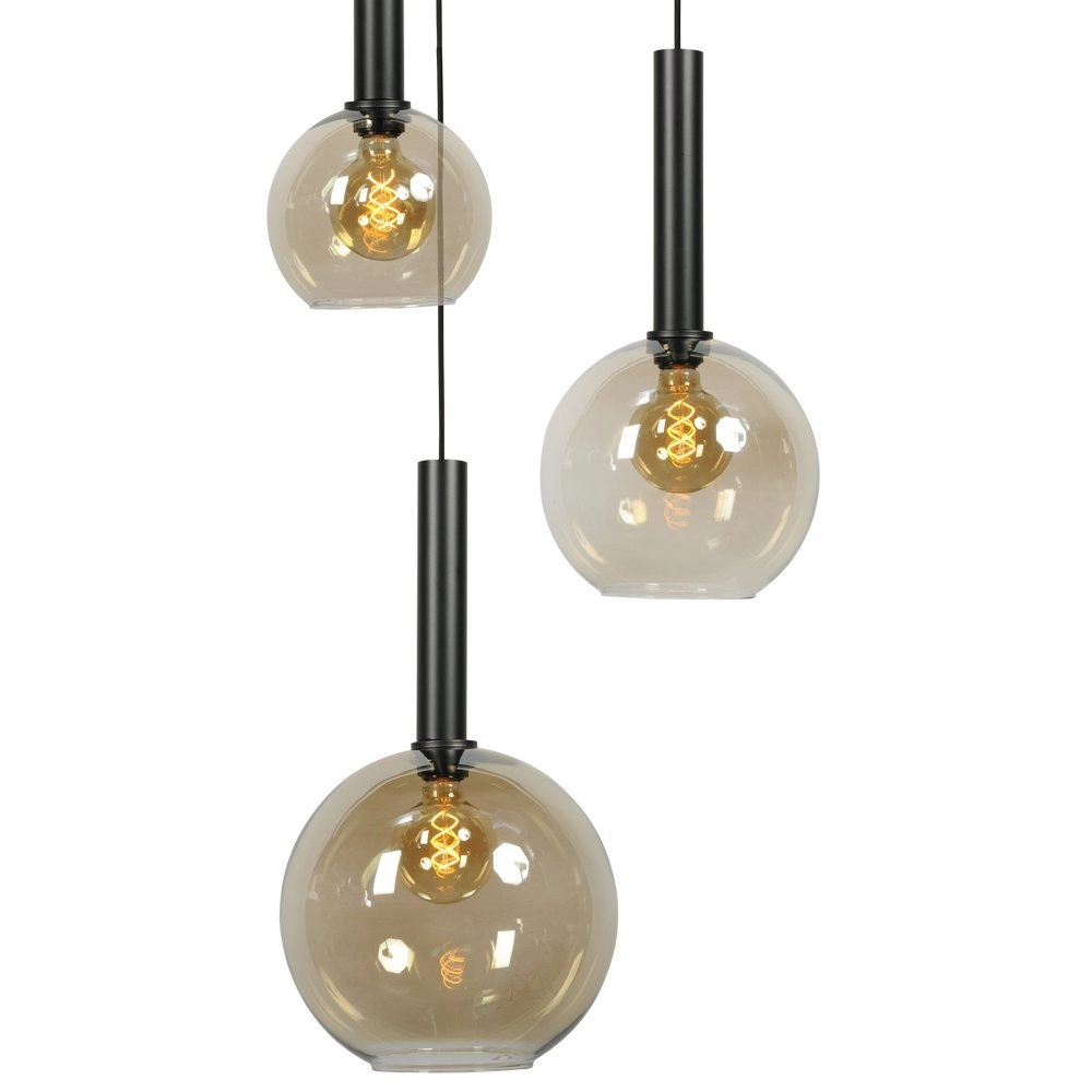 Black hanging lamp Bella 3-light with glass bulbs Masterlight 8718121257884