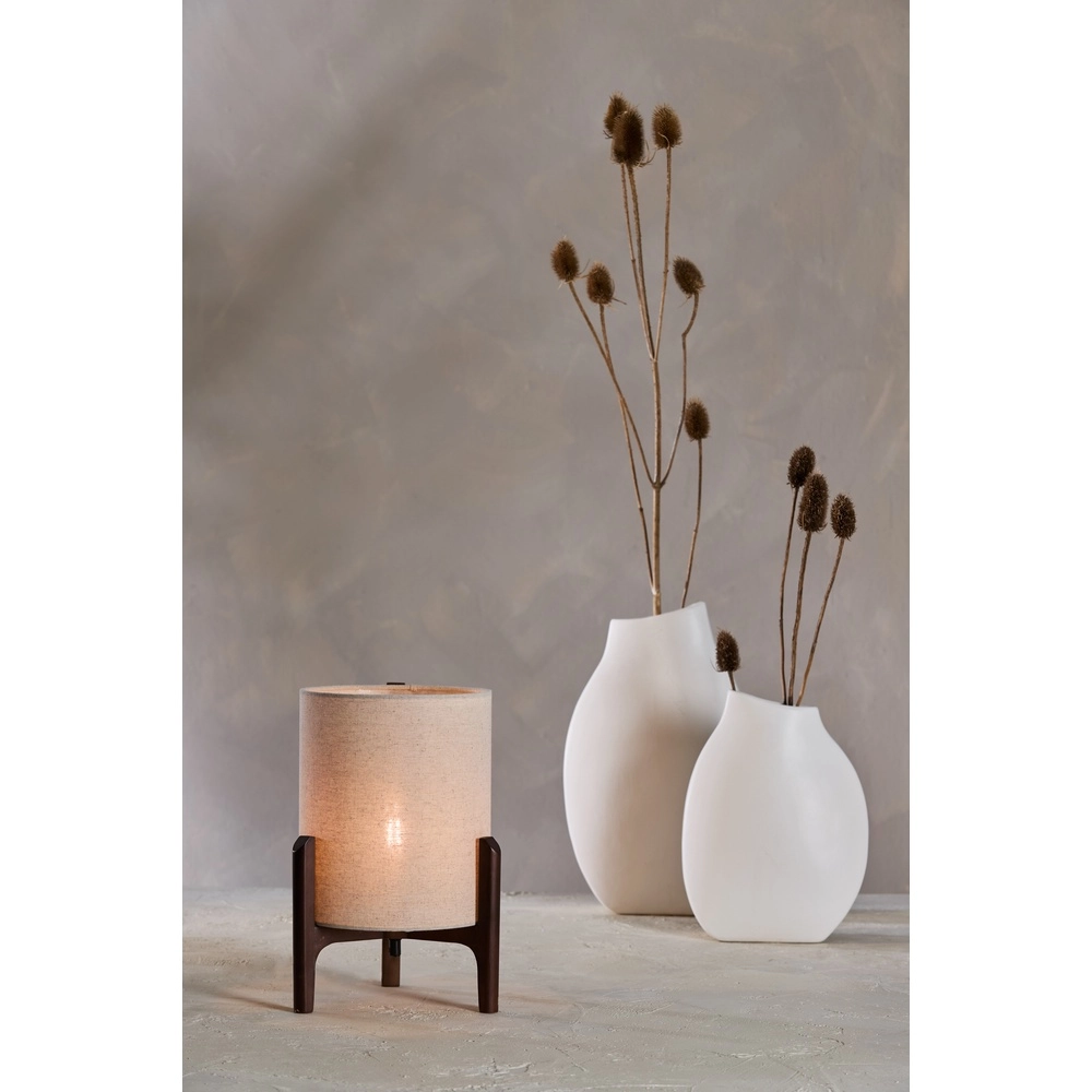 Table lamp Litto Ø 22cm - walnut with natural linen Light & Living 8717807792671