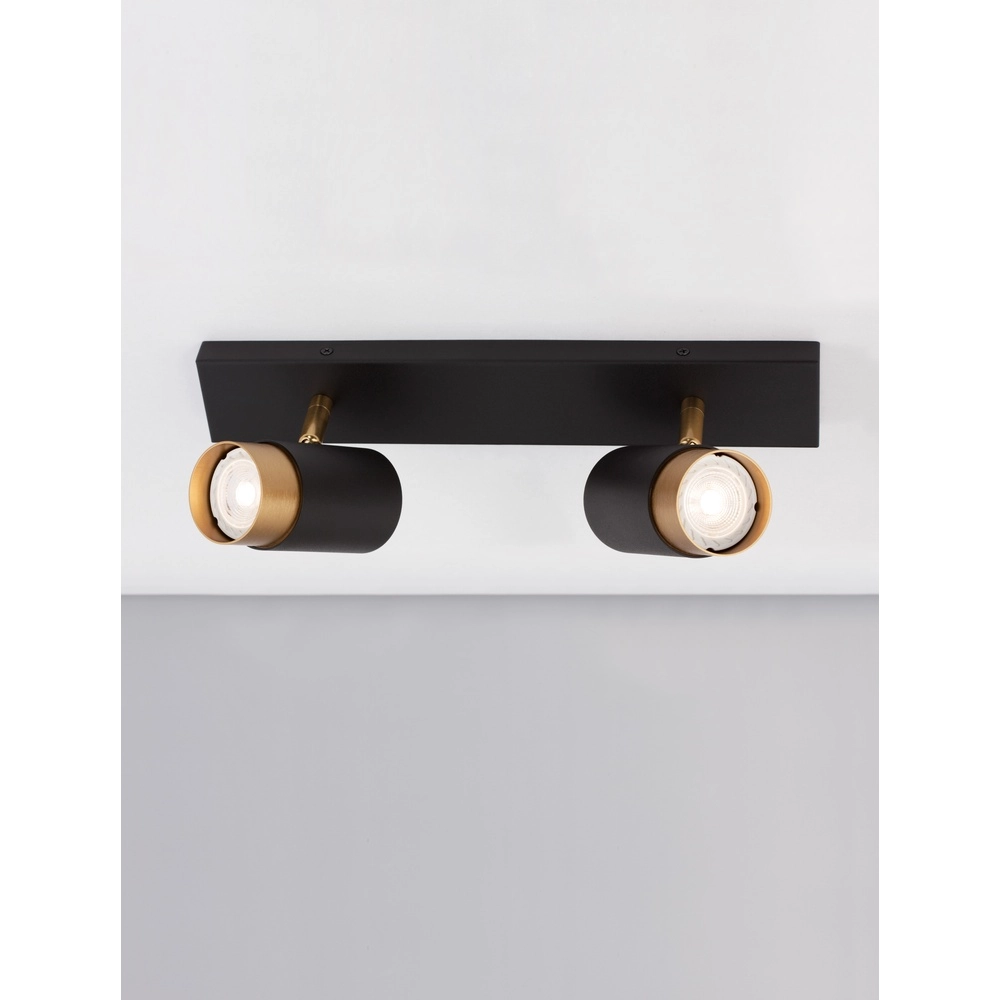 Ceiling spotlight Pogno 2-light black with gold Lyora 5212017430847