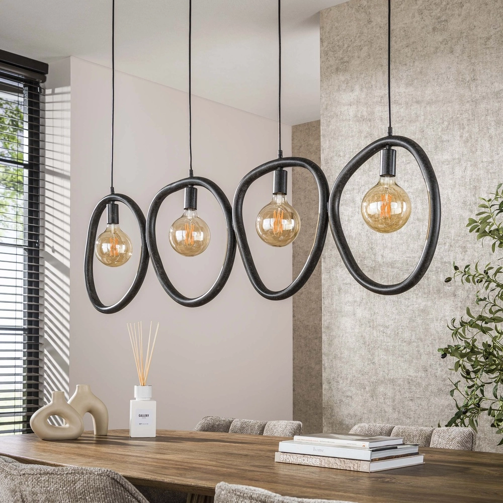 Rings pendant lamp Pebble artic black - 4x E27 Lyora 8716803511019