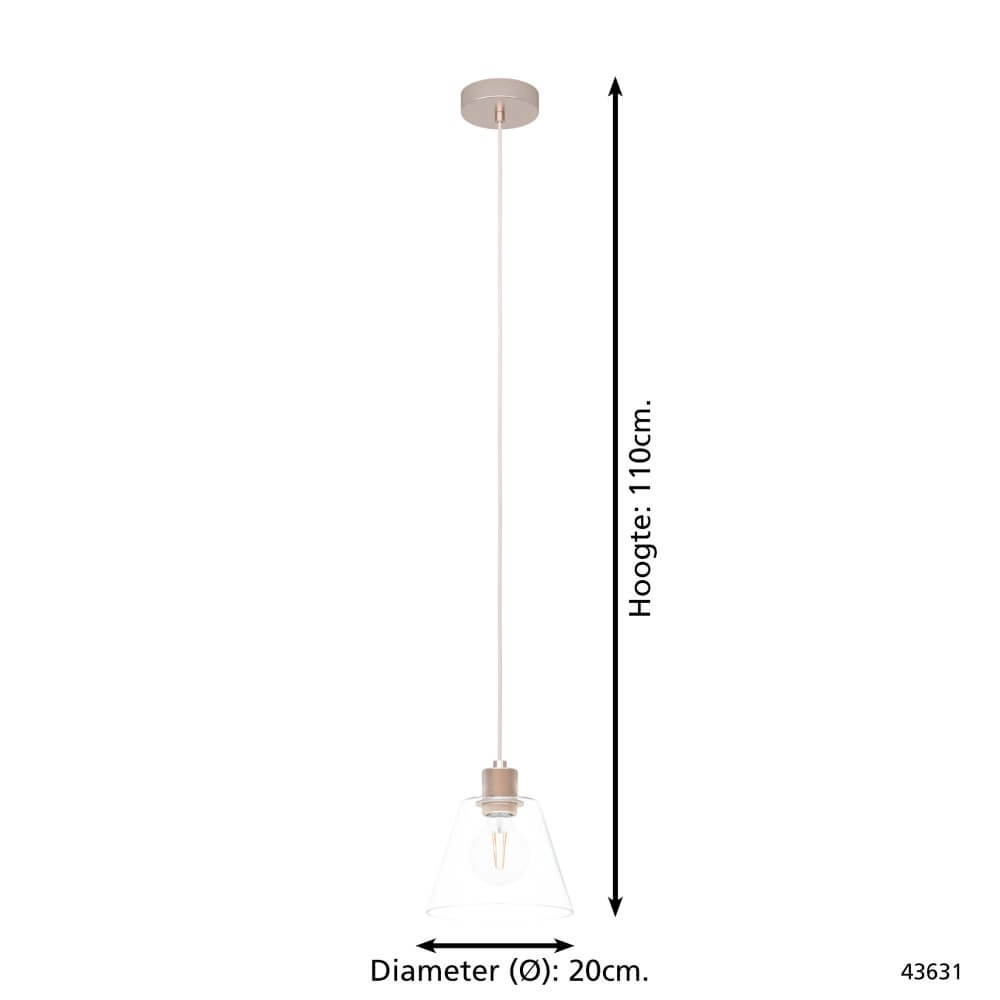 Glass hanging lamp Copley rose gold Eglo 9002759436315