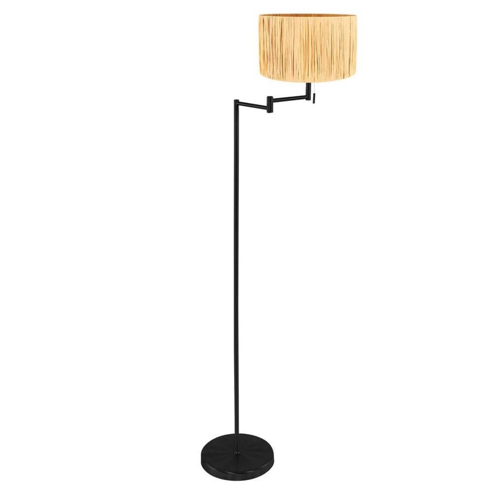 Floor lamp Bella black with straw shade