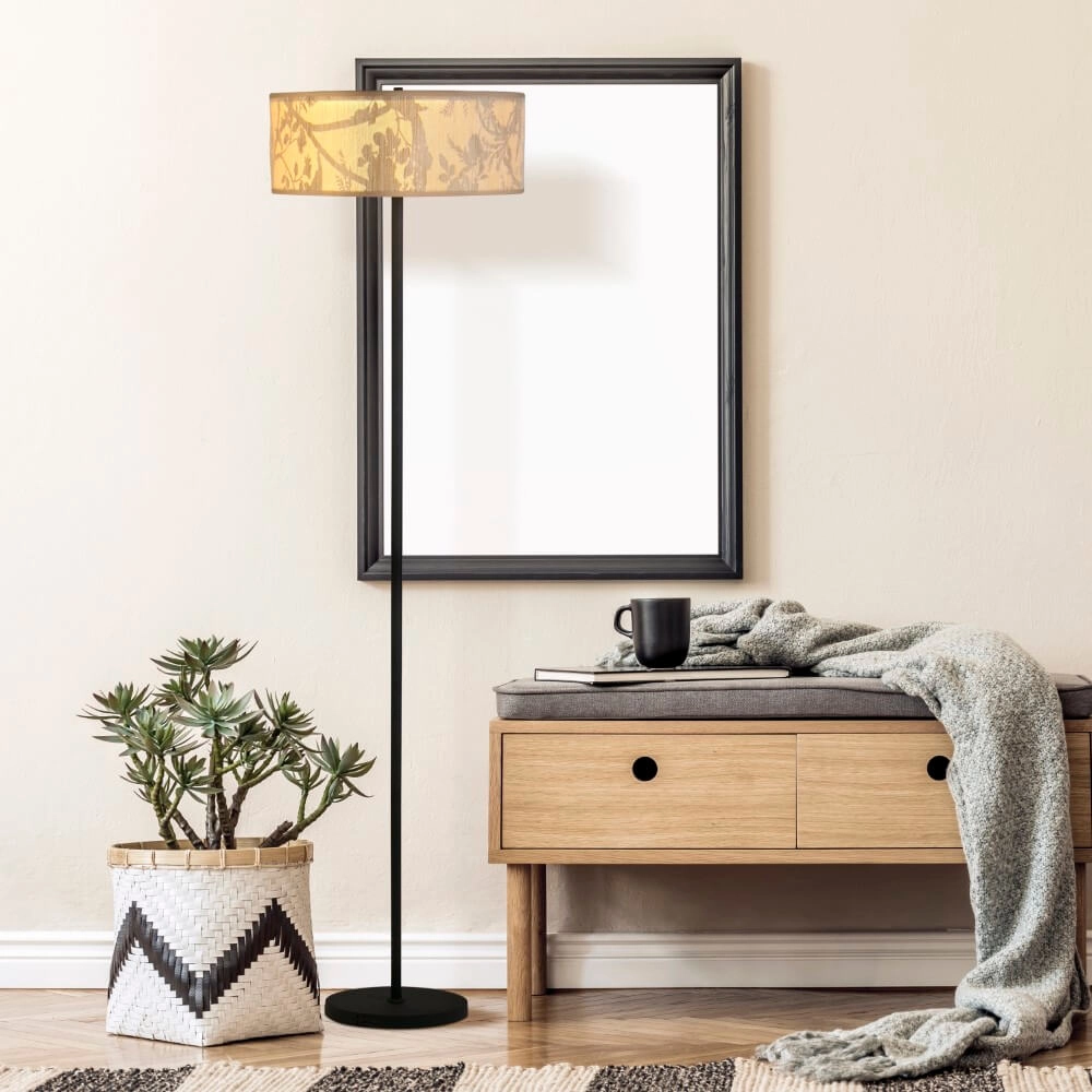 Country floor lamp Isla Ø 40cm Searchlight 5053423273358