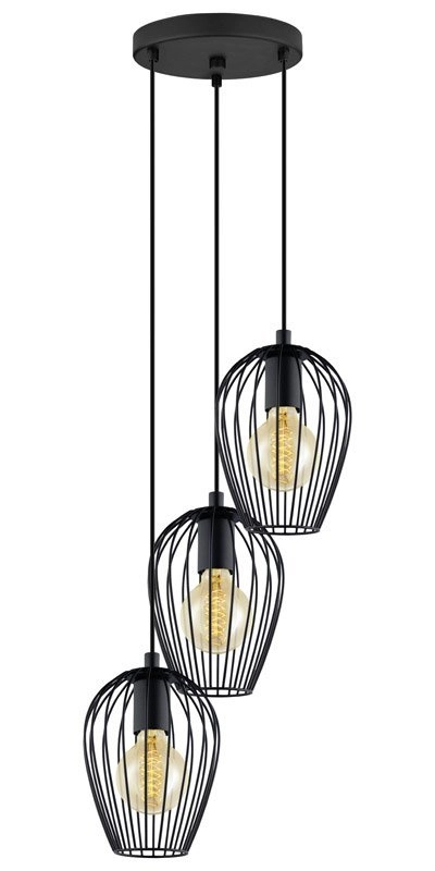 Pendant lamp Newtown Disk 3-light 38cm black