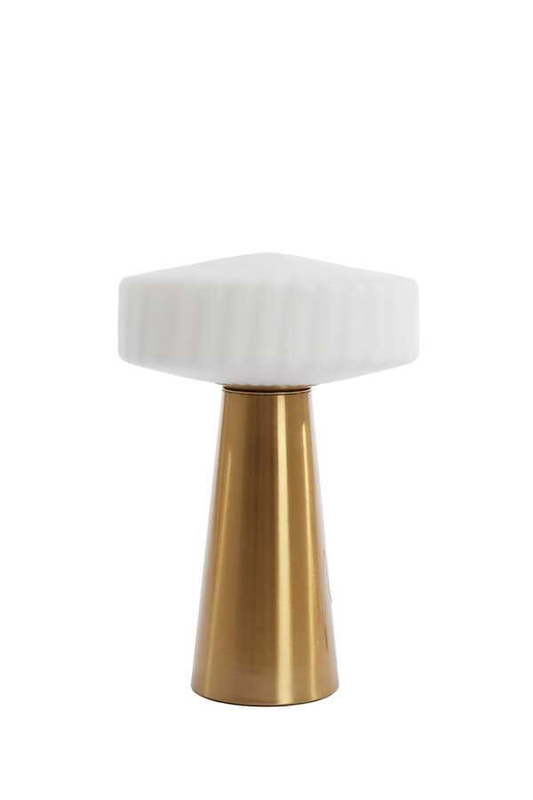 Table lamp Pleat gold with white Ø 30cm Light & Living 8717807687717