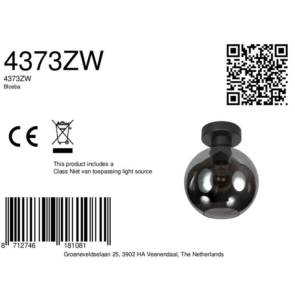 Ceiling lamp Bloeba ball smoke glass Ø 15cm Steinhauer 8712746181081