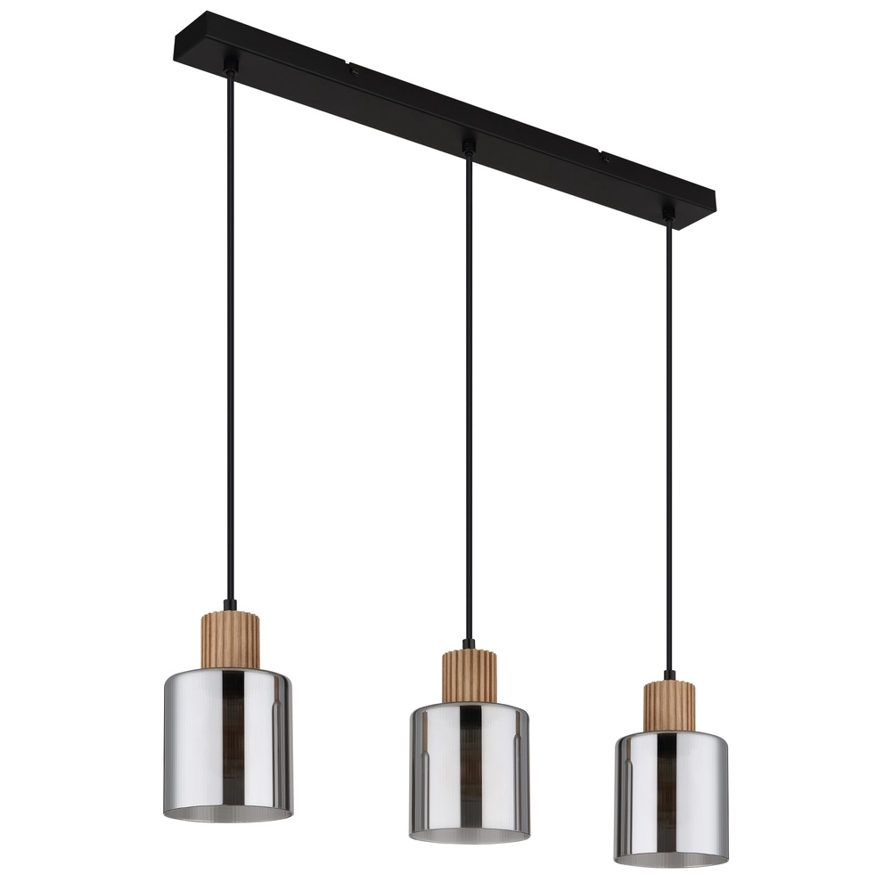 Design pendant lamp Aleidis 3-light straight black Globo 9007371512218