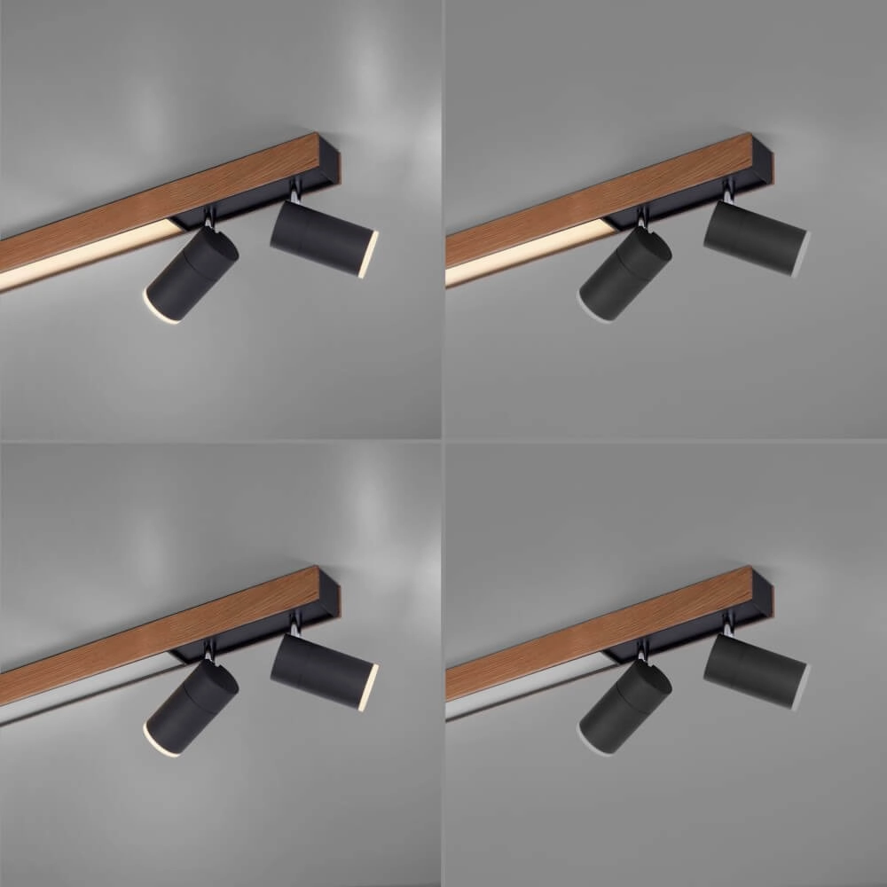 Sleek ceiling lamp Pure Lines Spot wood Paul Neuhaus 4012248374566