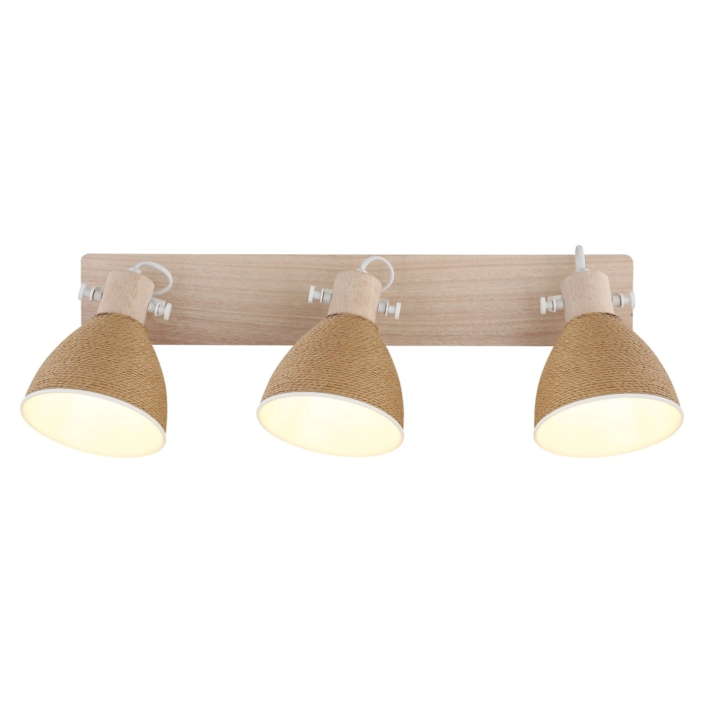 Ceiling lamp Lyndon 3-light white with rattan Globo 9007371586745
